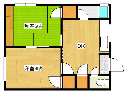 グラーツ天水(2DK/2階)の間取り写真