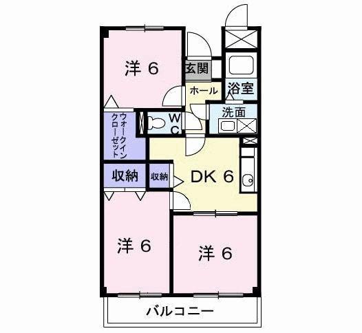 フィールドワン(3DK/1階)の間取り写真