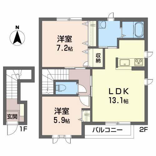 サンボナールA(2LDK/2階)の間取り写真