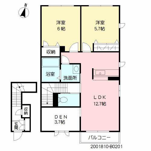 サンロードIII B棟(2LDK/2階)の間取り写真