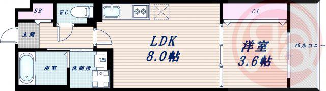 GARDENIA東住吉(1LDK/3階)の間取り写真