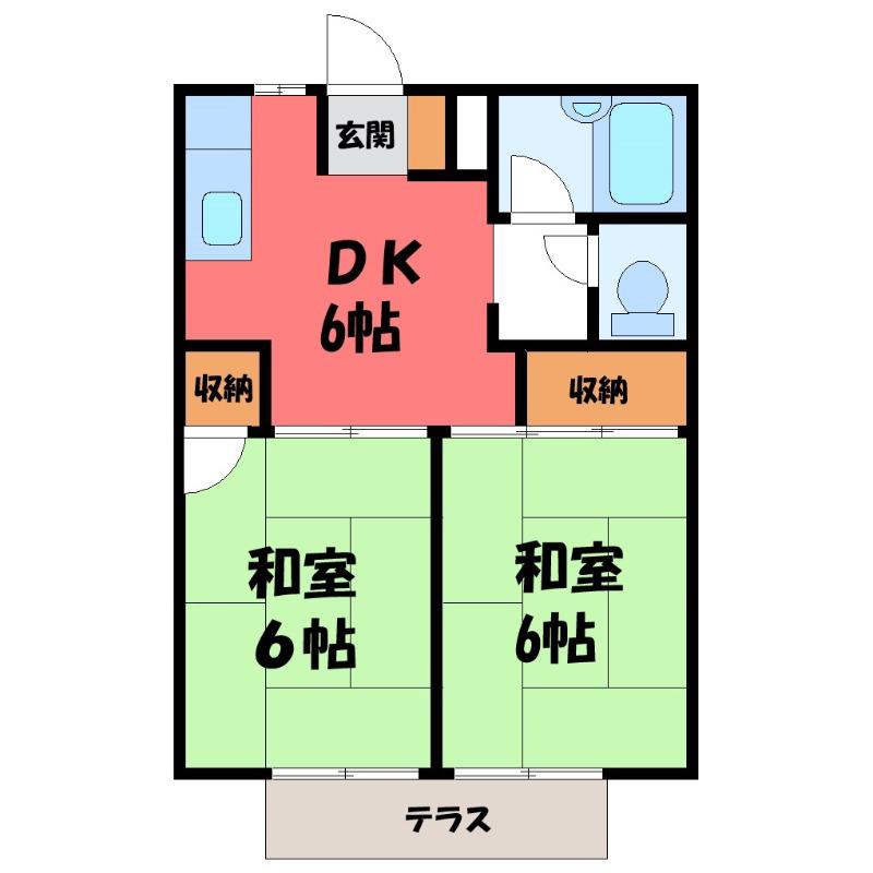 シティーハイツ中川 A(2DK/1階)の間取り写真