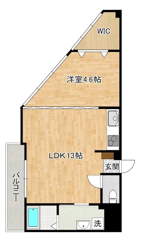 三萩野ビル(1LDK/4階)の間取り写真
