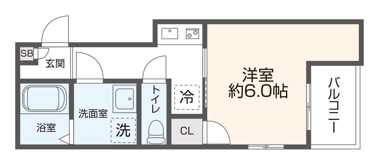 グラシアスコート長瀬(1K/2階)の間取り写真