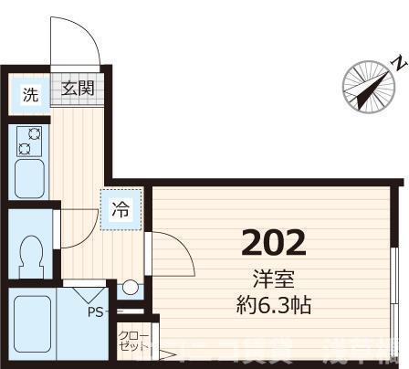 グランクオール小岩(1K/2階)の間取り写真