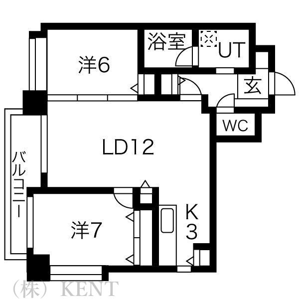 ノヴァ知事公館前(2LDK/8階)の間取り写真