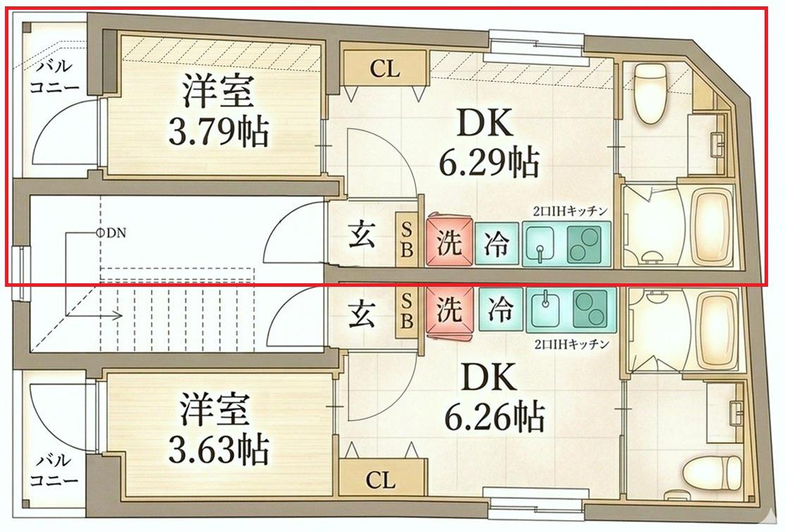 リアル北千住(1DK/1階)の間取り写真