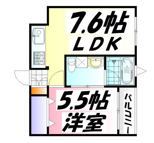 リーベ上東雲(1LDK/2階)の間取り写真