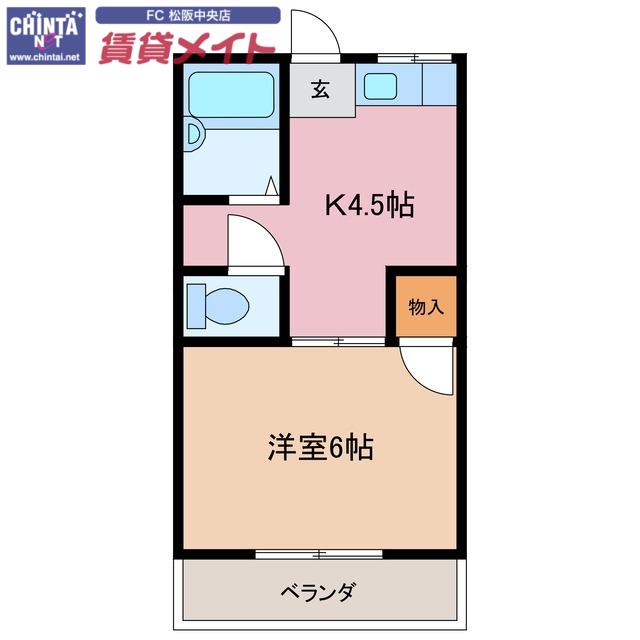 ルメーラ(1K/2階)の間取り写真
