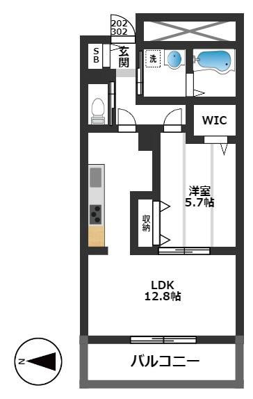 橘RESIDENCE(1LDK/3階)の間取り写真
