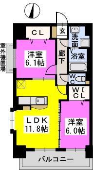 アルページュ西新(2LDK/7階)の間取り写真