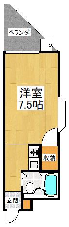 SENSETONDABAYASHI(ワンルーム/1階)の間取り写真