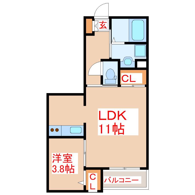 ASANA(1LDK/1階)の間取り写真