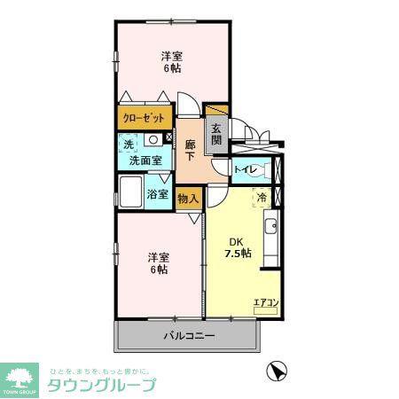 ドミール岩瀬(2DK/3階)の間取り写真