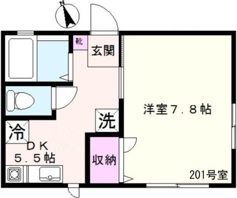 ホリーズ ドミサイル(1DK/2階)の間取り写真