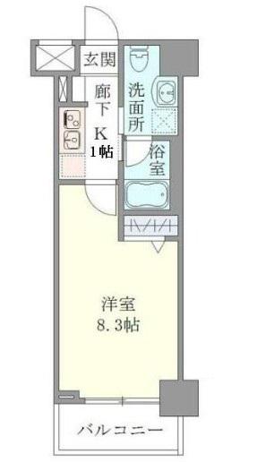 COURS(1K/9階)の間取り写真