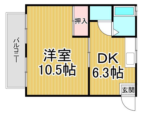 恵ハイツ(1DK/2階)の間取り写真