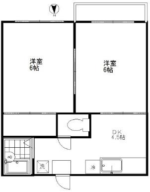 ハイツセキスイA棟 A(2DK/2階)の間取り写真