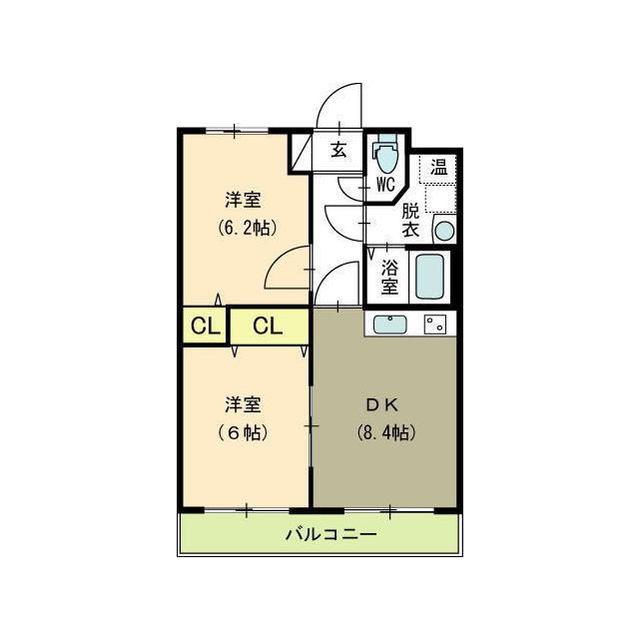 HERO近江(2DK/2階)の間取り写真