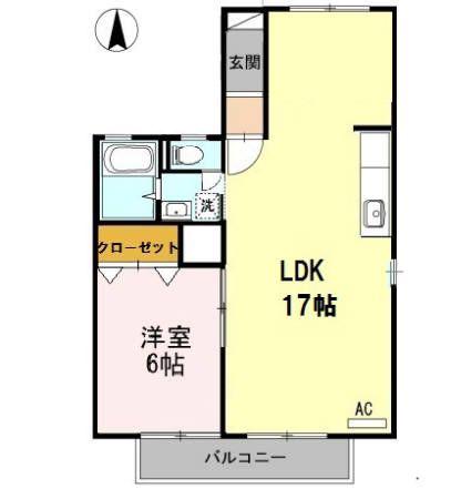 シティハウスれんげじ(1LDK/2階)の間取り写真
