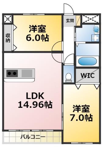 NOVELTY REY(2LDK/2階)の間取り写真