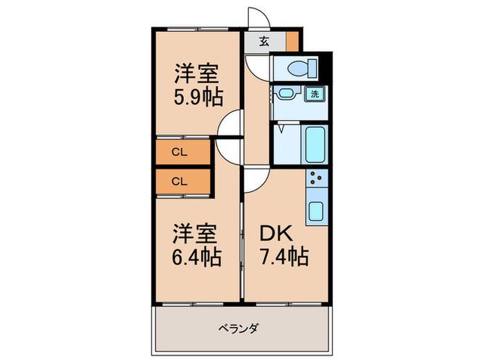 ケイズメゾン春日森(2DK/3階)の間取り写真