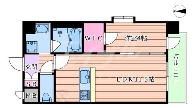 スプランディッド中之島DUE(1LDK/3階)の間取り写真