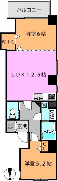ASOMEIK関口(2LDK/7階)の間取り写真