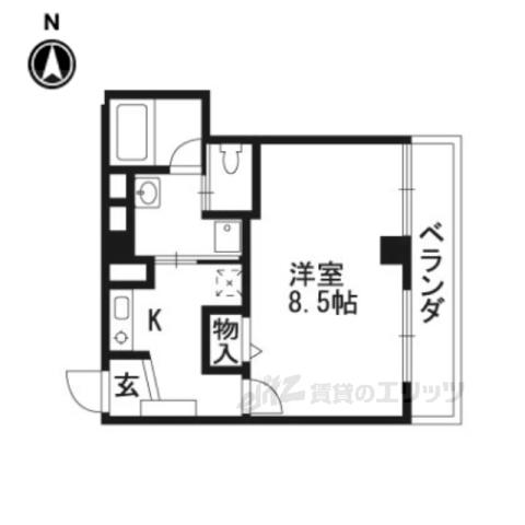 シェルブリュー西院(1K/2階)の間取り写真