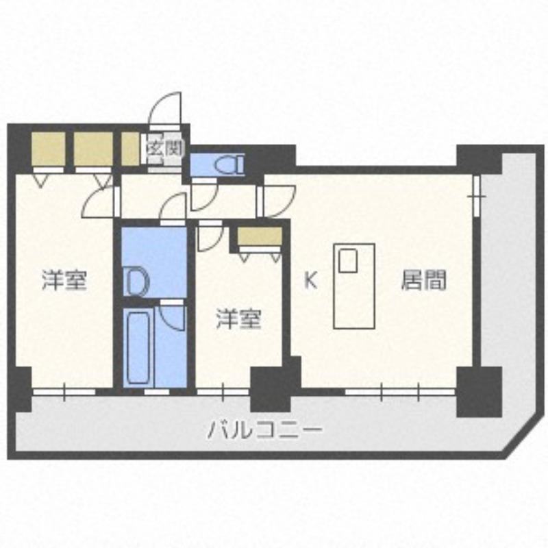 グランドタワー札幌(2LDK/18階)の間取り写真