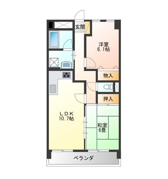 ケルムスコットコート(2LDK/5階)の間取り写真