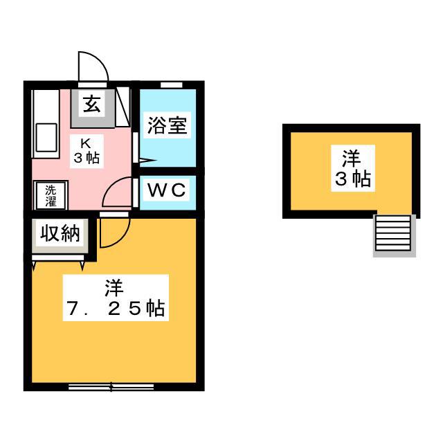 上水ハイム(1K/2階)の間取り写真