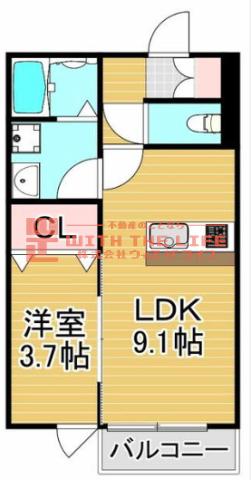 CS津福(1LDK/1階)の間取り写真