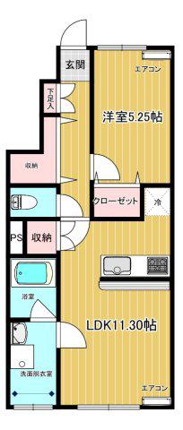 TRES(1LDK/1階)の間取り写真