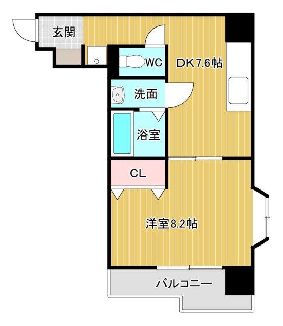 アルテッツァ紺屋町(1DK/4階)の間取り写真