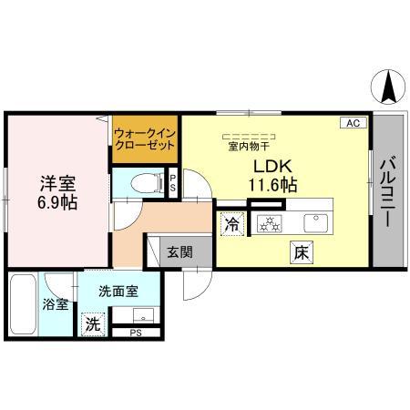 カームコート門戸(1LDK/2階)の間取り写真