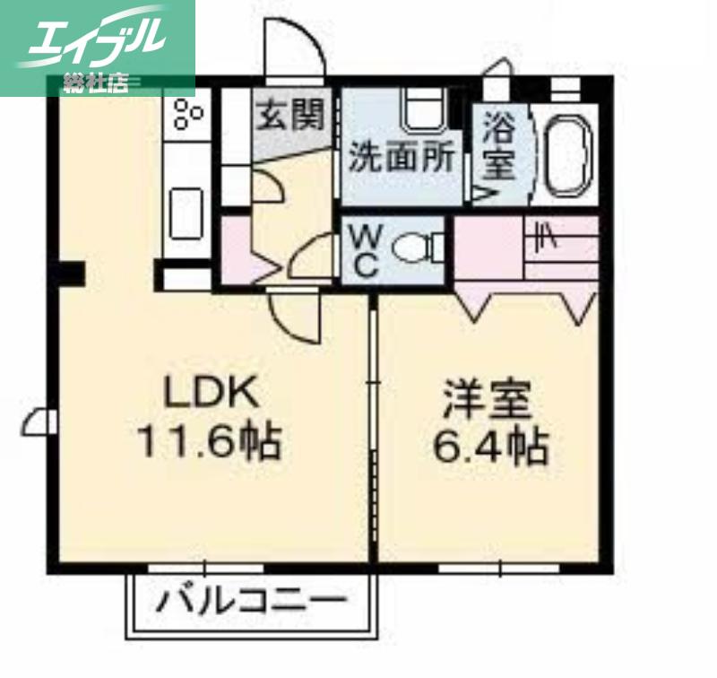 アン・ジュールC棟(1LDK/2階)の間取り写真