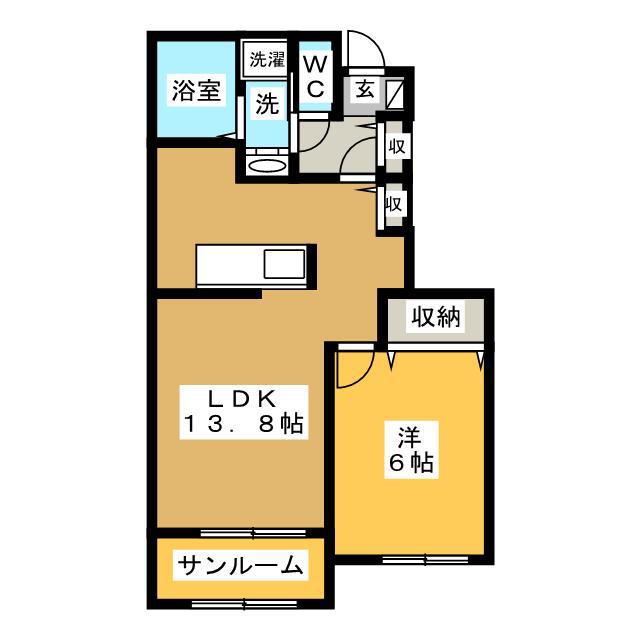 プラシード アルバ(1LDK/1階)の間取り写真