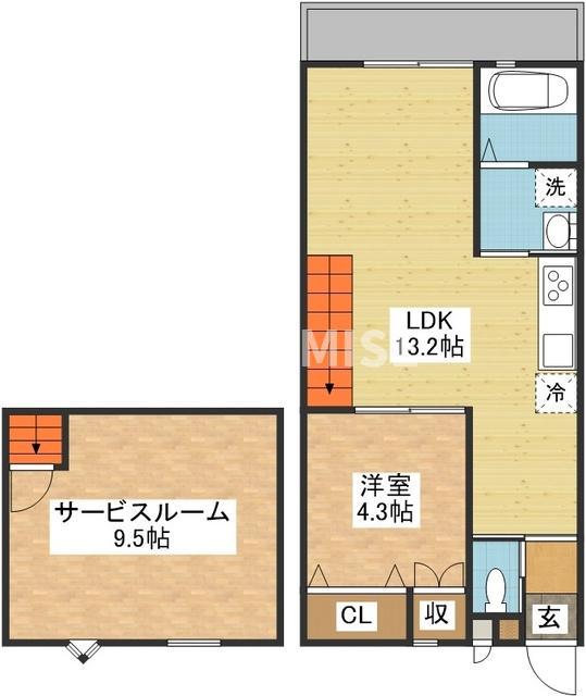 MODERN PALAZZO ノース赤迫A棟(1SLDK/2階)の間取り写真