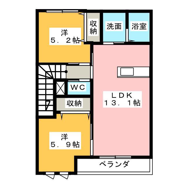 リヴェール(2LDK/2階)の間取り写真