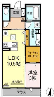 メゾン・ド・キャトルV(1LDK/1階)の間取り写真