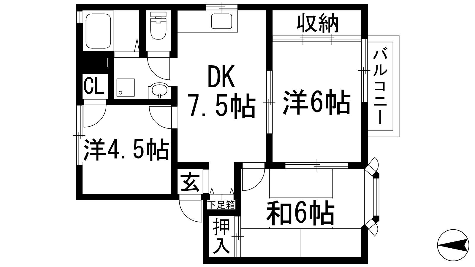グレースB棟(3DK/2階)の間取り写真
