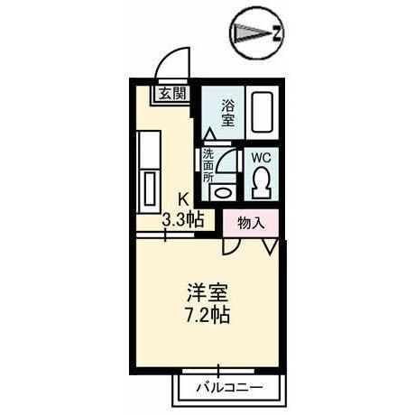 アルカディア I棟(1K/1階)の間取り写真