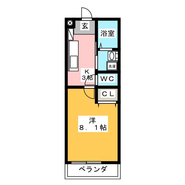シャトウ清栄(1K/2階)の間取り写真