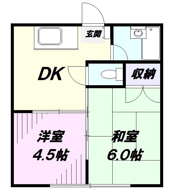 シャルムスズキIII(2DK/1階)の間取り写真