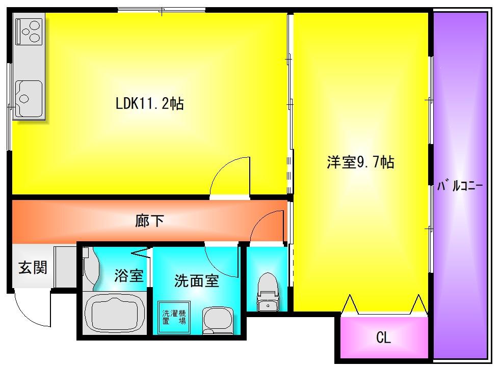 マウントハイツ太子(1LDK/1階)の間取り写真