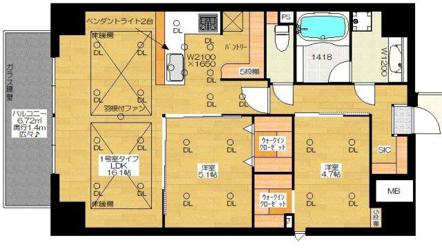 ブエナビスタ阿波座タワー(2LDK/8階)の間取り写真