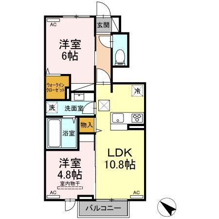 ジェントリー(2LDK/1階)の間取り写真