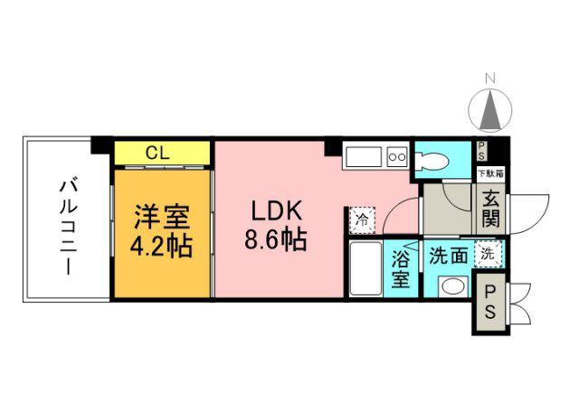 PLACIDO宇品(1LDK/5階)の間取り写真