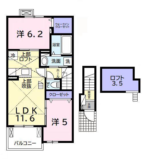 エトワール(2LDK/2階)の間取り写真